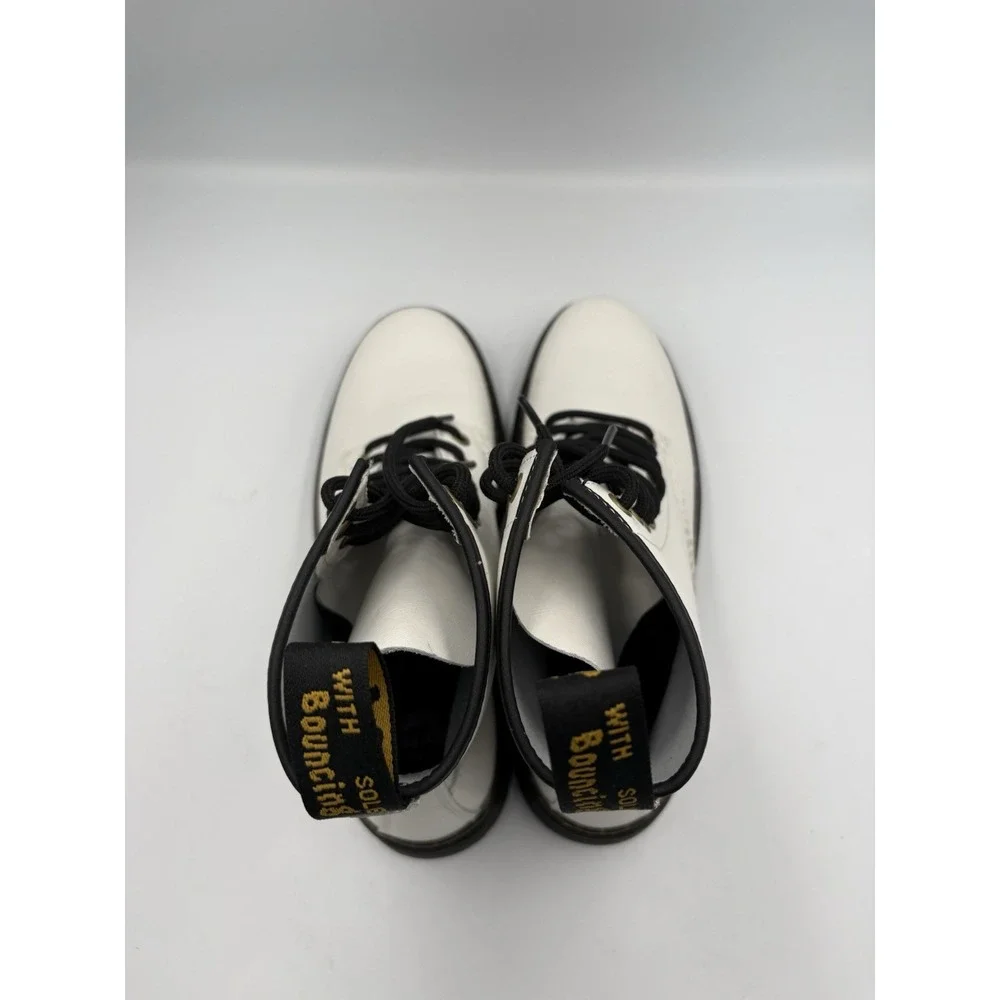 Dr. Martens Patent Leather Combat Lace-Up Ankle Boots White/Black Men 7